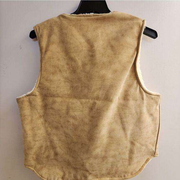 Vintage Upstream Sherpa Vest Large Hunting Fishing Suede Look - Picture 5 of 10